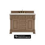 Brookfield 48IN Single Vanity Pecan w/ 3 CM Victorian Silver Silestone Top w/ Faucet Plate
