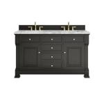 Brookfield 60IN Double Vanity Black Onyx w/ 3 CM Carrara Marble Top