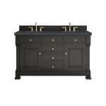 Brookfield 60IN Double Vanity Black Onyx w/ 3 CM Charcoal Soapstone Silestone Top