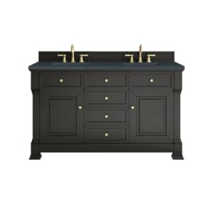 Brookfield 60IN Double Vanity Black Onyx w/ 3 CM Charcoal Soapstone Silestone Top