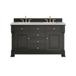 Brookfield 60IN Double Vanity Black Onyx w/ 3 CM Eternal Jasmine Pearl Silestone Top