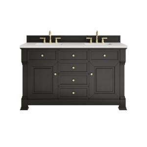 Brookfield 60IN Double Vanity Black Onyx w/ 3 CM Lime Delight Silestone Top