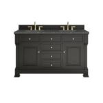 Brookfield 60IN Double Vanity Black Onyx w/ 3 CM Parisien Bleu Silestone Top
