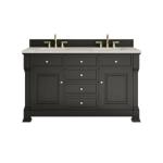 Brookfield 60IN Double Vanity Black Onyx w/ 3 CM Victorian Silver Silestone Top