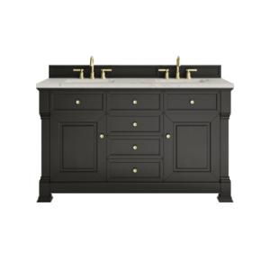 Brookfield 60IN Double Vanity Black Onyx w/ 3 CM Victorian Silver Silestone Top