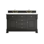 Brookfield 60IN Double Vanity Black Onyx w/ 3 CM White Zeus Silestone Top
