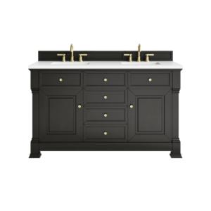 Brookfield 60IN Double Vanity Black Onyx w/ 3 CM White Zeus Silestone Top