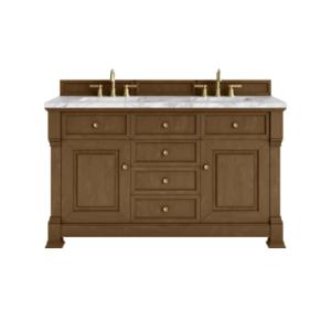 Brookfield 60IN Double Vanity Honey Oak w/ 3 CM Carrara Marble Top