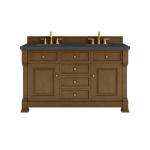 Brookfield 60IN Double Vanity Honey Oak w/ 3 CM Charcoal Soapstone Silestone Top