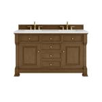 Brookfield 60IN Double Vanity Honey Oak w/ 3 CM Ethereal Noctis Silestone Top