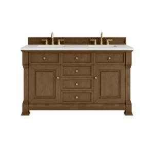 Brookfield 60IN Double Vanity Honey Oak w/ 3 CM Lime Delight Silestone Top