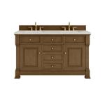 Brookfield 60IN Double Vanity Honey Oak w/ 3 CM Victorian Silver Silestone Top