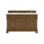 Brookfield 60IN Double Vanity Honey Oak w/ 3 CM White Zeus Silestone Top