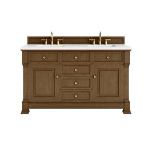 Brookfield 60IN Double Vanity Honey Oak w/ 3 CM White Zeus Silestone Top