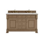 Brookfield 60IN Double Vanity Pecan w/ 3 CM Eternal Jasmine Pearl Silestone Top