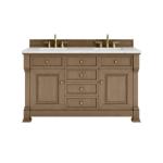 Brookfield 60IN Double Vanity Pecan w/ 3 CM Ethereal Noctis Silestone Top