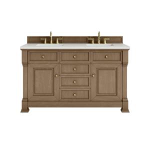 Brookfield 60IN Double Vanity Pecan w/ 3 CM Lime Delight Silestone Top