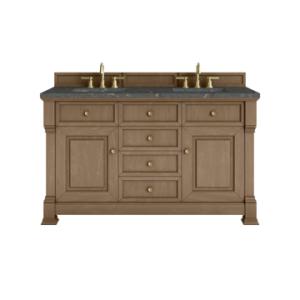 Brookfield 60IN Double Vanity Pecan w/ 3 CM Parisien Bleu Silestone Top