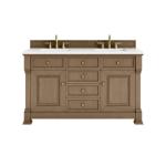 Brookfield 60IN Double Vanity Pecan w/ 3 CM White Zeus Silestone Top