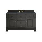 Brookfield 60IN Single Vanity Black Onyx w/ 3 CM Charcoal Soapstone Silestone Top