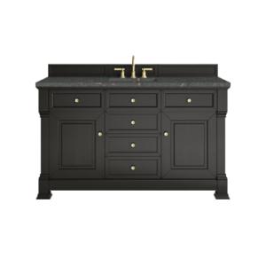 Brookfield 60IN Single Vanity Black Onyx w/ 3 CM Parisien Bleu Silestone Top