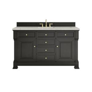 Brookfield 60IN Single Vanity Black Onyx w/ 3 CM Victorian Silver Silestone Top