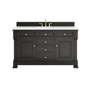 Brookfield 60IN Single Vanity Black Onyx w/ 3 CM White Zeus Silestone Top