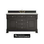 Brookfield 60IN Single Vanity Black Onyx w/ 3 CM Eternal Jasmine Pearl Silestone Top w/ Faucet Plate
