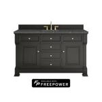 Brookfield 60IN Single Vanity Black Onyx w/ 3 CM Parisien Bleu Silestone Top w/ Faucet Plate