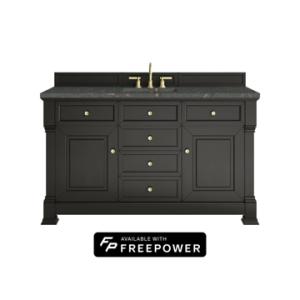 Brookfield 60IN Single Vanity Black Onyx w/ 3 CM Parisien Bleu Silestone Top w/ Faucet Plate