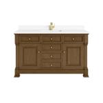 Brookfield 60IN Single Vanity Honey Oak w/ Single Hole 3 CM White Zeus Silestone Top & Backsplash