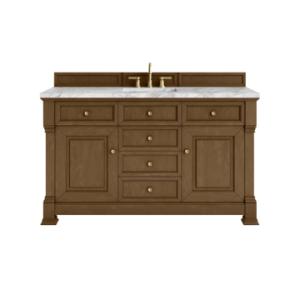 Brookfield 60IN Single Vanity Honey Oak w/ 3 CM Carrara Marble Top