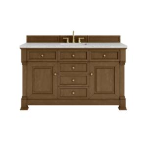 Brookfield 60IN Single Vanity Honey Oak w/ 3 CM Eternal Jasmine Pearl Silestone Top