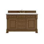 Brookfield 60IN Single Vanity Honey Oak w/ 3 CM Ethereal Noctis Silestone Top