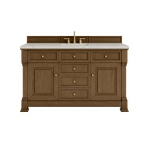 Brookfield 60IN Single Vanity Honey Oak w/ 3 CM Victorian Silver Silestone Top