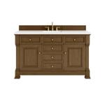 Brookfield 60IN Single Vanity Honey Oak w/ 3 CM White Zeus Silestone Top