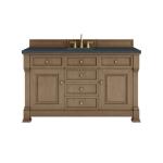Brookfield 60IN Single Vanity Pecan w/ 3 CM Charcoal Soapstone Silestone Top
