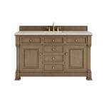 Brookfield 60IN Single Vanity Pecan w/ 3 CM Victorian Silver Silestone Top