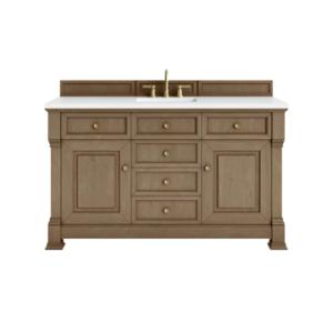 Brookfield 60IN Single Vanity Pecan w/ 3 CM White Zeus Silestone Top