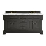 Brookfield 72IN Double Vanity Black Onyx w/ 3 CM Carrara Marble Top