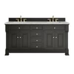 Brookfield 72IN Double Vanity Black Onyx w/ 3 CM Eternal Jasmine Pearl Silestone Top