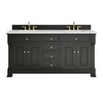 Brookfield 72IN Double Vanity Black Onyx w/ 3 CM Ethereal Noctis Silestone Top