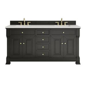 Brookfield 72IN Double Vanity Black Onyx w/ 3 CM Lime Delight Silestone Top