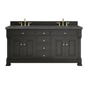 Brookfield 72IN Double Vanity Black Onyx w/ 3 CM Parisien Bleu Silestone Top