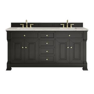 Brookfield 72IN Double Vanity Black Onyx w/ 3 CM Victorian Silver Silestone Top