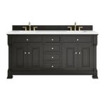 Brookfield 72IN Double Vanity Black Onyx w/ 3 CM White Zeus Silestone Top