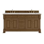 Brookfield 72IN Double Vanity Honey Oak w/ 3 CM Eternal Jasmine Pearl Silestone Top