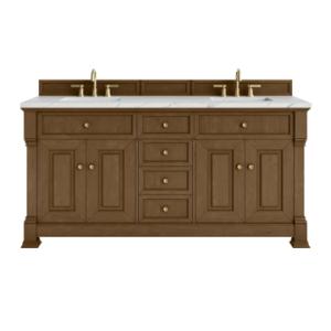 Brookfield 72IN Double Vanity Honey Oak w/ 3 CM Ethereal Noctis Silestone Top
