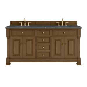 Brookfield 72IN Double Vanity Honey Oak w/ 3 CM Parisien Bleu Silestone Top
