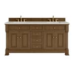 Brookfield 72IN Double Vanity Honey Oak w/ 3 CM Victorian Silver Silestone Top